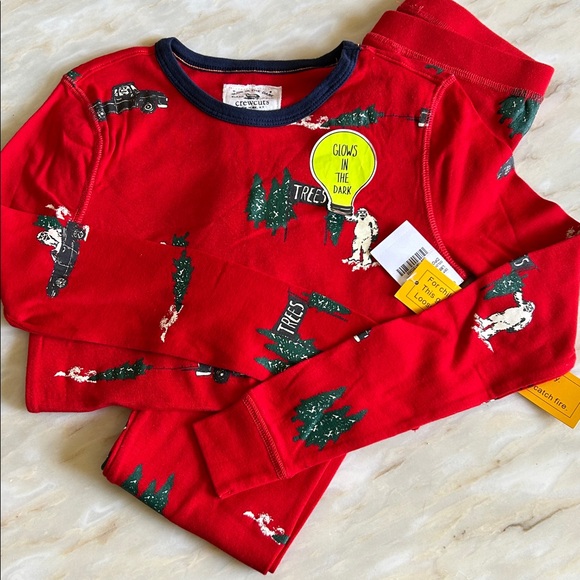 J. Crew Crewcuts Christmas Glow in the Dark Matching Holiday Pajama Set Size 12 - Picture 2 of 8